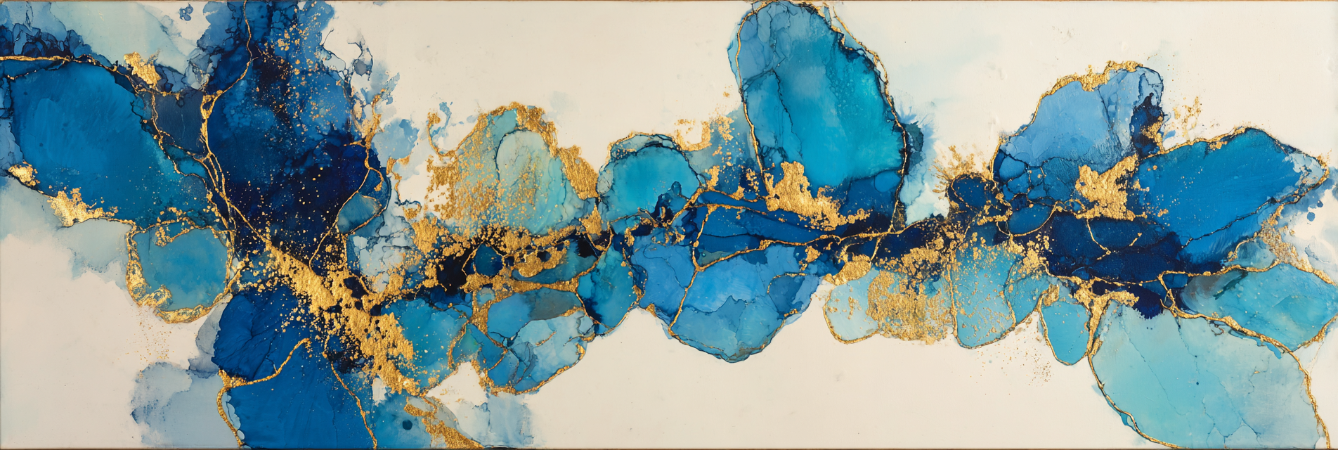 Kunst Mit Blaün Farbtönen Und Goldenen Akzenten | Abstrakt | Stilrichtungen