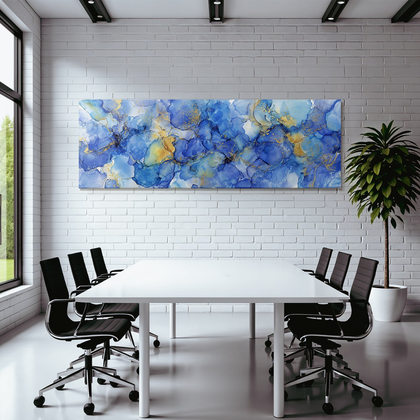 Kunst Mit Blautönen Und Goldakzenten