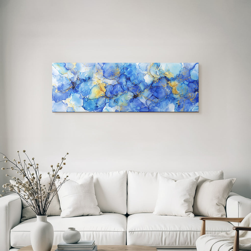 Kunst Mit Blautönen Und Goldakzenten