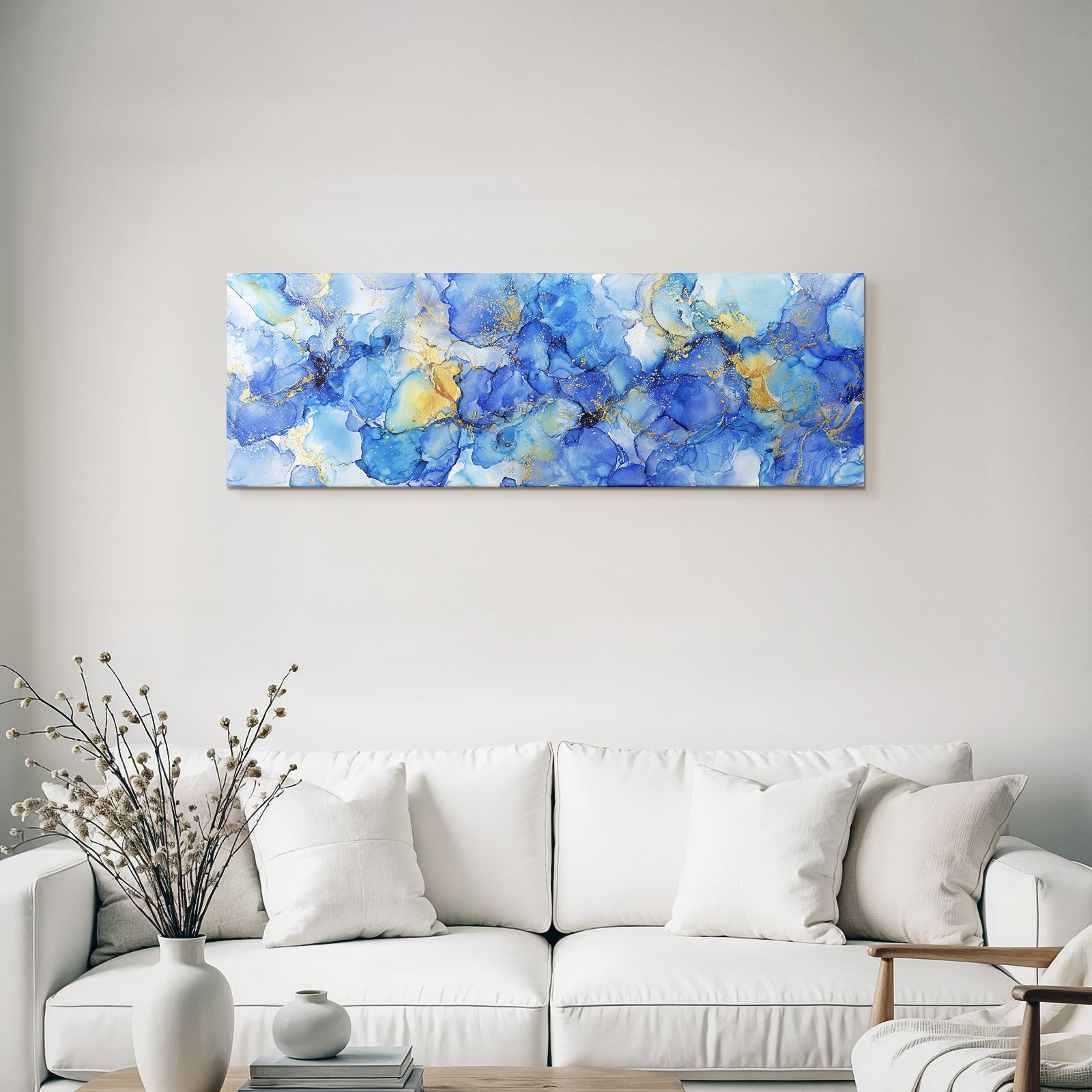 Kunst Mit Blautönen Und Goldakzenten
