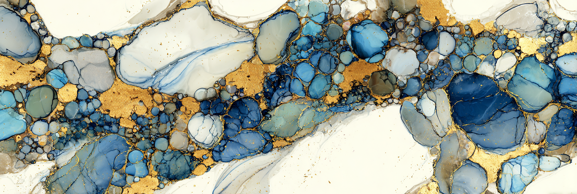 Kunstwerk Blau Grün Mit Goldakzenten | Abstrakt | Stilrichtungen