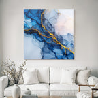 Design Fluid Shapes In Blue Gold Accents