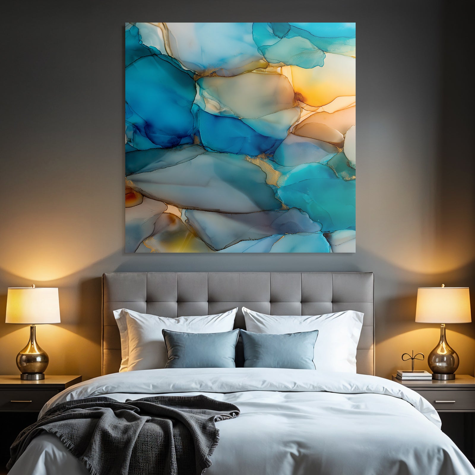 Design In Blau Aqua Gold Und Orange