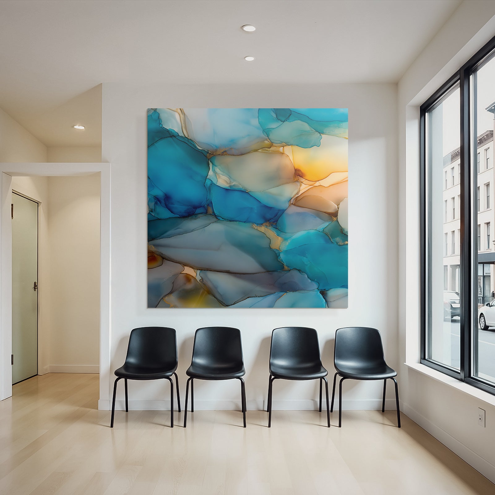 Design In Blau Aqua Gold Und Orange