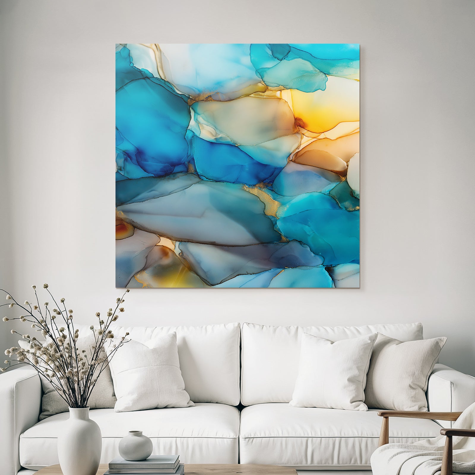 Design In Blau Aqua Gold Und Orange