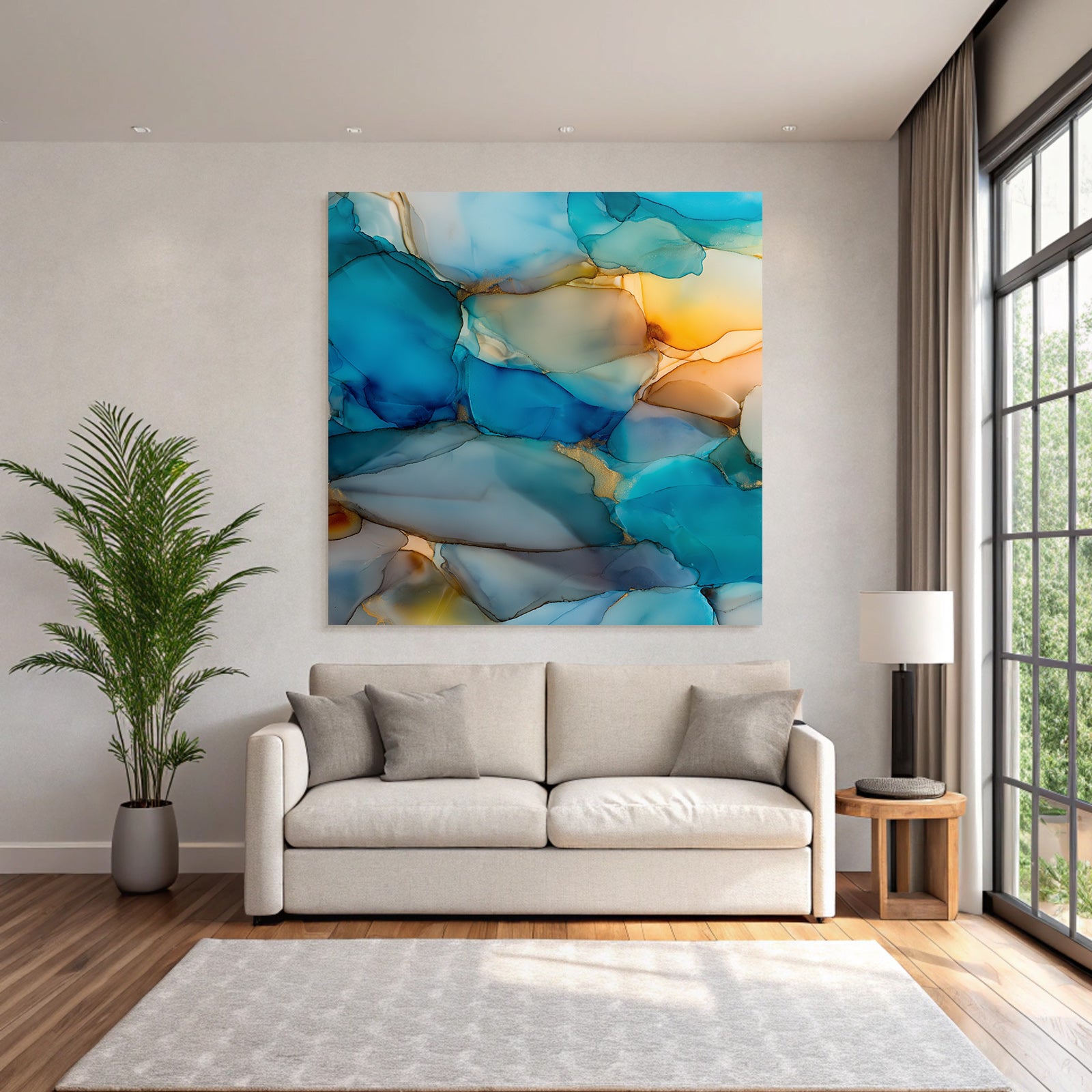 Design In Blau Aqua Gold Und Orange