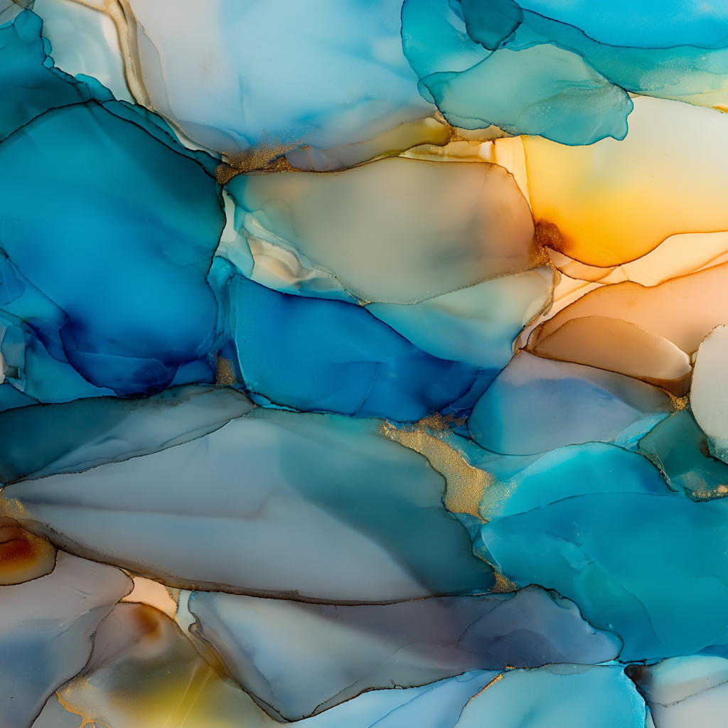 Design In Blau Aqua Gold Und Orange | Abstrakt | Stilrichtungen