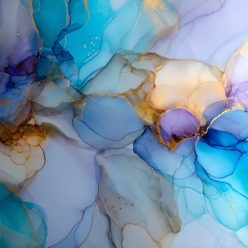 Farbenexplosion In Blau Lila Und Gold Alcohol Tinte | Abstrakt | Stilrichtungen