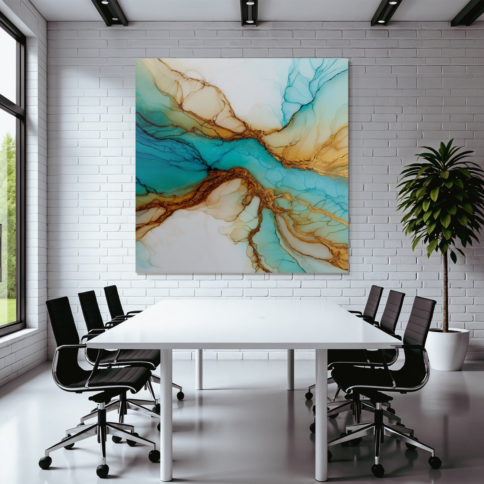 Flüssige Farbenkunst In Turquoise Teal Und Gold