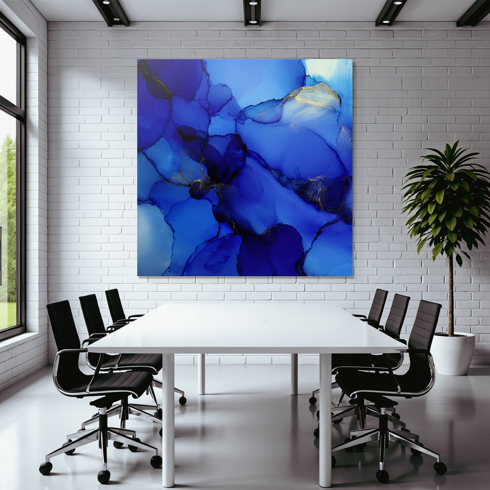 Flüssige Kunst Blau Dunkle Akzente Gold