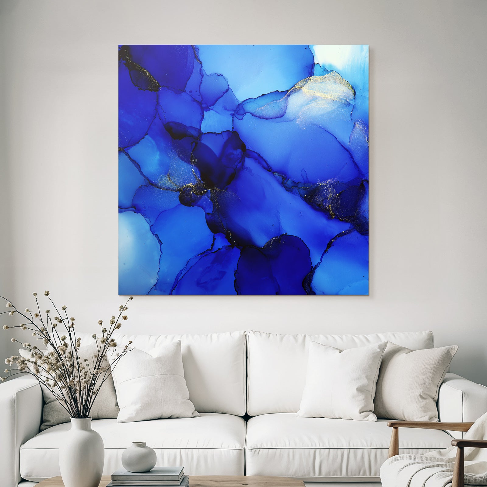 Flüssige Kunst Blau Dunkle Akzente Gold