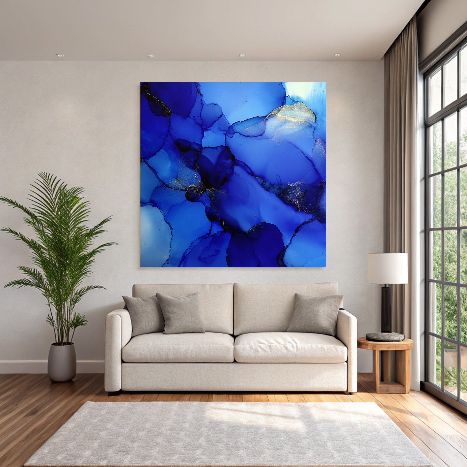 Flüssige Kunst Blau Dunkle Akzente Gold