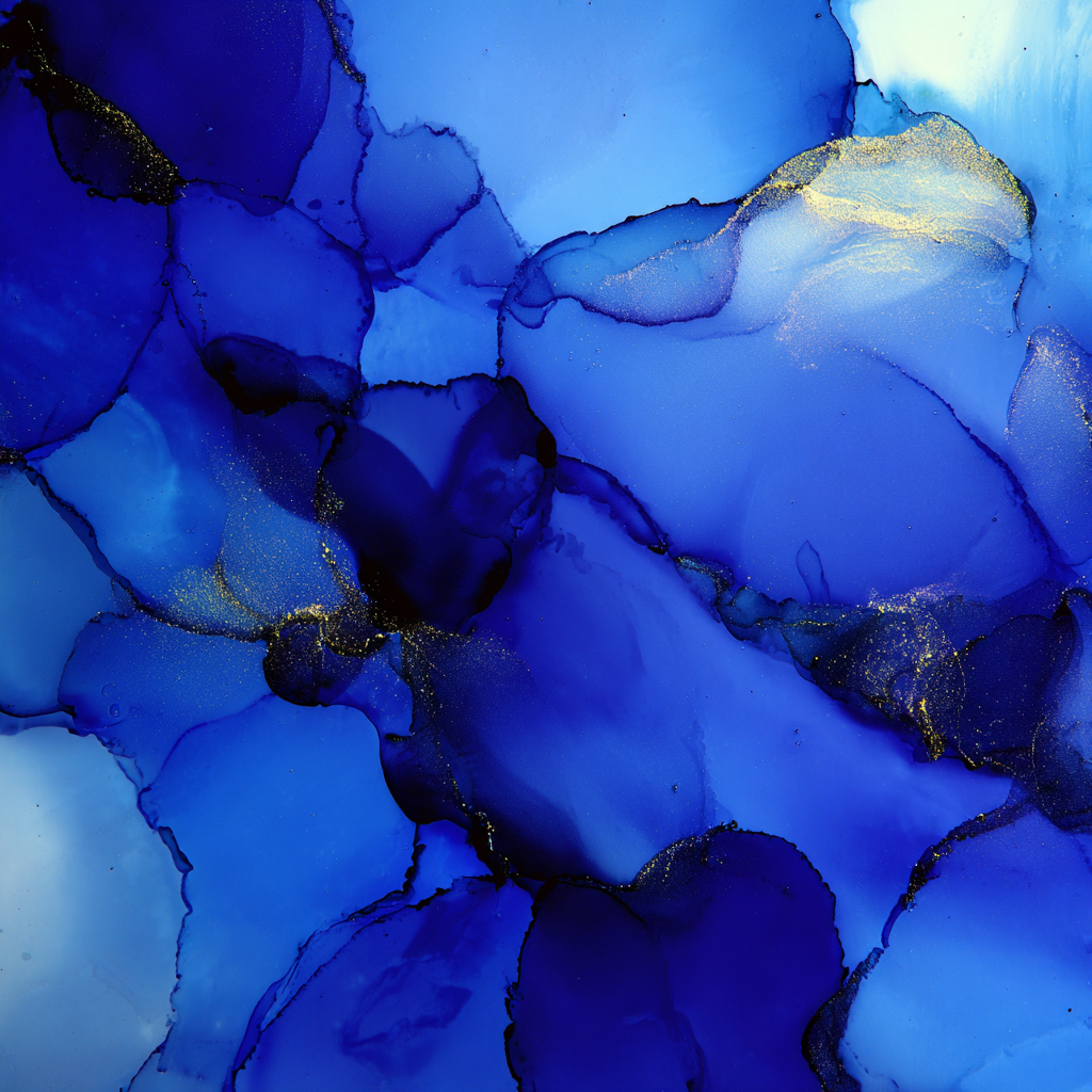 Flüssige Kunst Blau Dunkle Akzente Gold | Abstrakt | Stilrichtungen