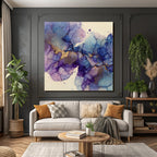 Flüssige Kunst Mit Violett Blau Und Gold