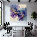 Flüssige Kunst Mit Violett Blau Und Gold