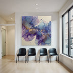 Flüssige Kunst Mit Violett Blau Und Gold