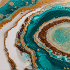 Flüssigkunst Design Mit Rotierenden Mustern Vibranten Farben Türkis Gold Und Braun | Abstrakt | Stilrichtungen
