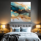 Fluide Formen Mit Blau Schwarz Und Gold