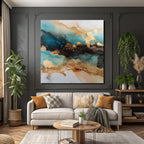 Fluide Formen Mit Blau Schwarz Und Gold