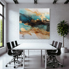 Fluide Formen Mit Blau Schwarz Und Gold