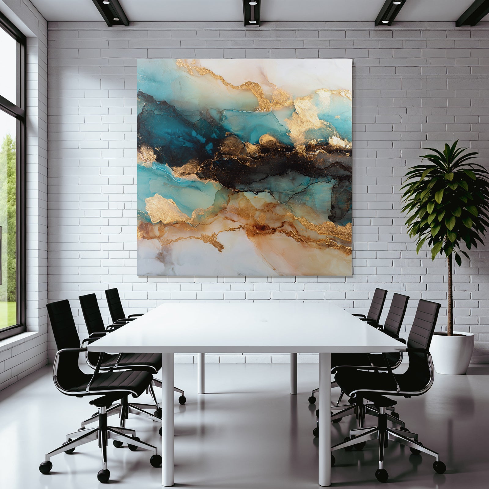 Fluide Formen Mit Blau Schwarz Und Gold