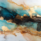 Fluide Formen Mit Blau Schwarz Und Gold | Abstrakt | Stilrichtungen