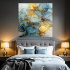 Fluide Kunst Mit Blau Goldenen Akzenten