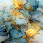 Fluide Kunst Mit Blau Goldenen Akzenten | Abstrakt | Stilrichtungen