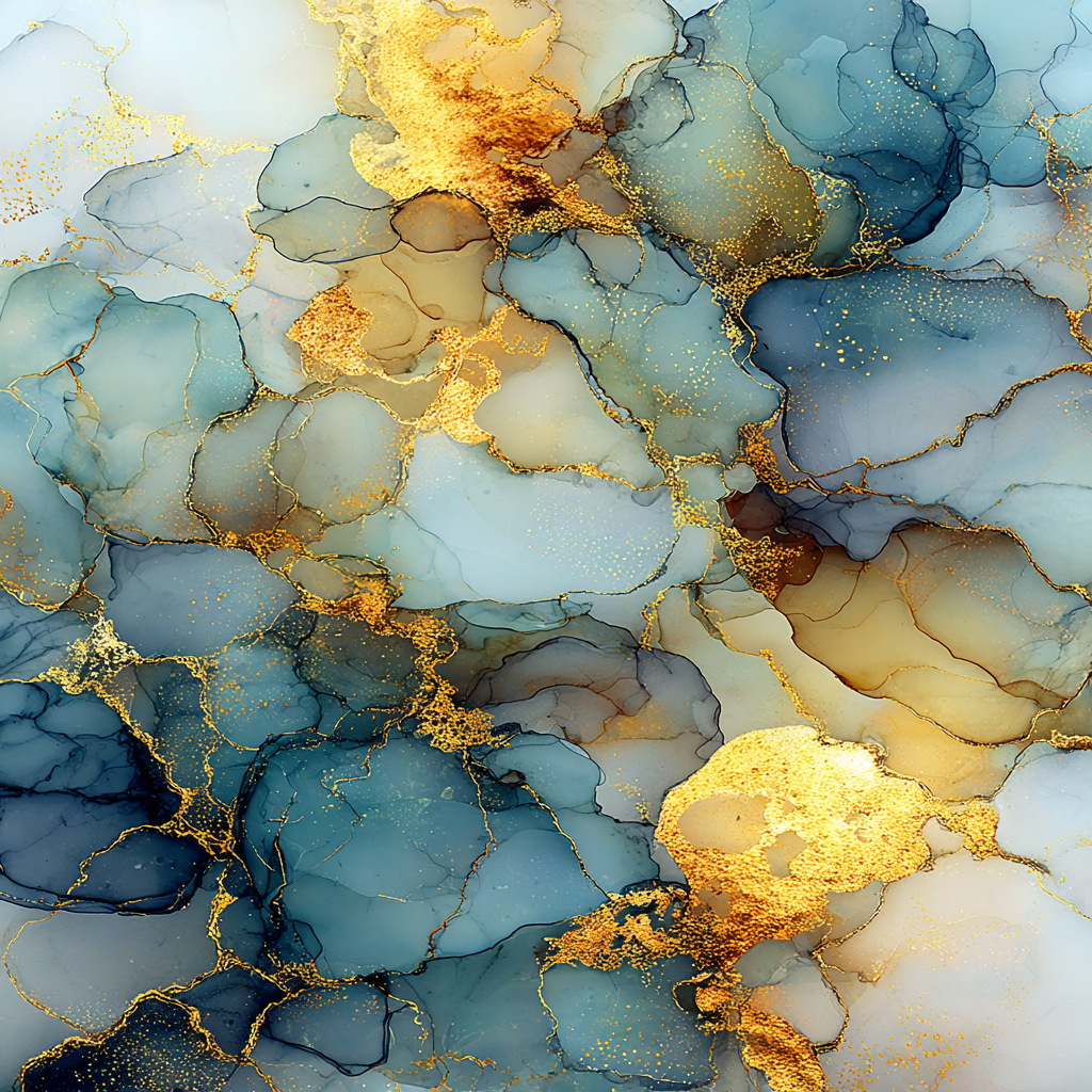Fluide Kunst Mit Blau Goldenen Akzenten | Abstrakt | Stilrichtungen
