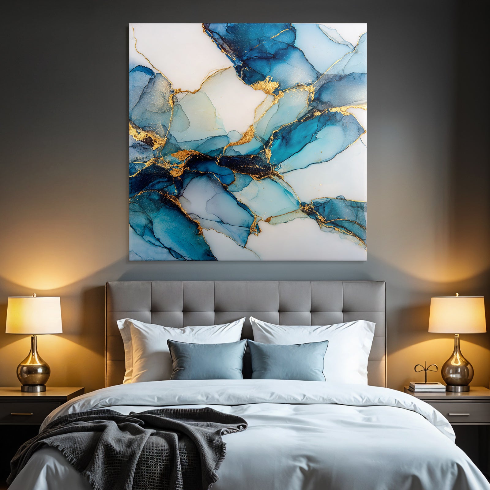 Kunst Blau Türkis Mit Goldakzenten