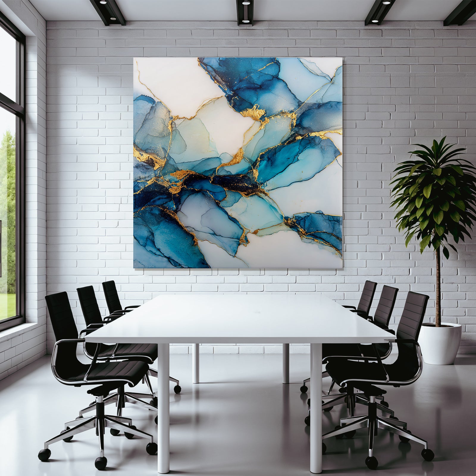 Kunst Blau Türkis Mit Goldakzenten