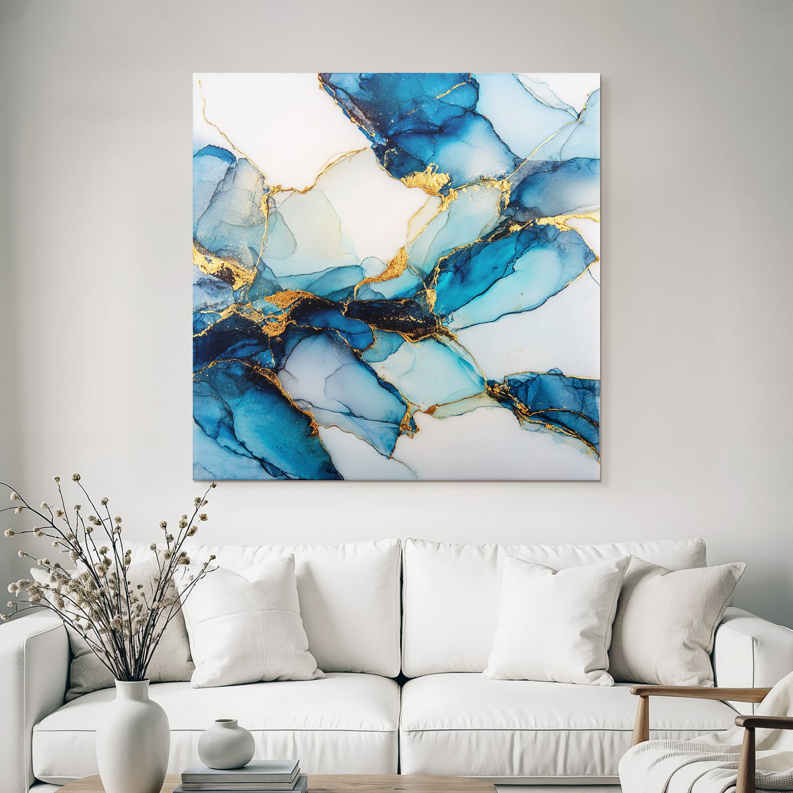 Kunst Blau Türkis Mit Goldakzenten