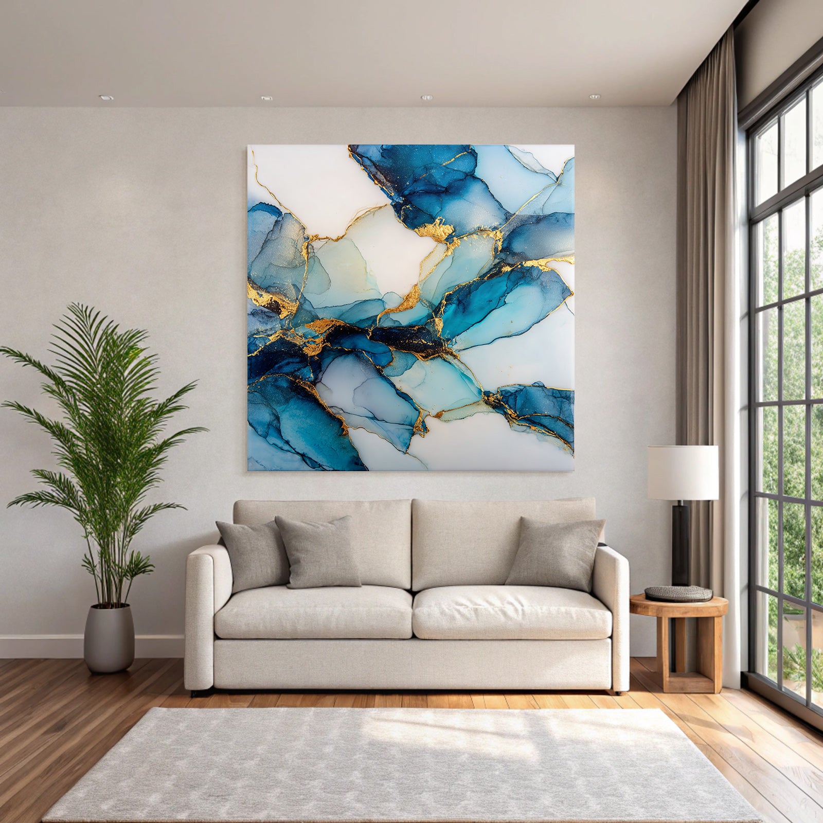 Kunst Blau Türkis Mit Goldakzenten