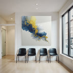 Kunst Blaü Weisse Goldene Akzente