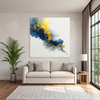 Kunst Blaü Weisse Goldene Akzente
