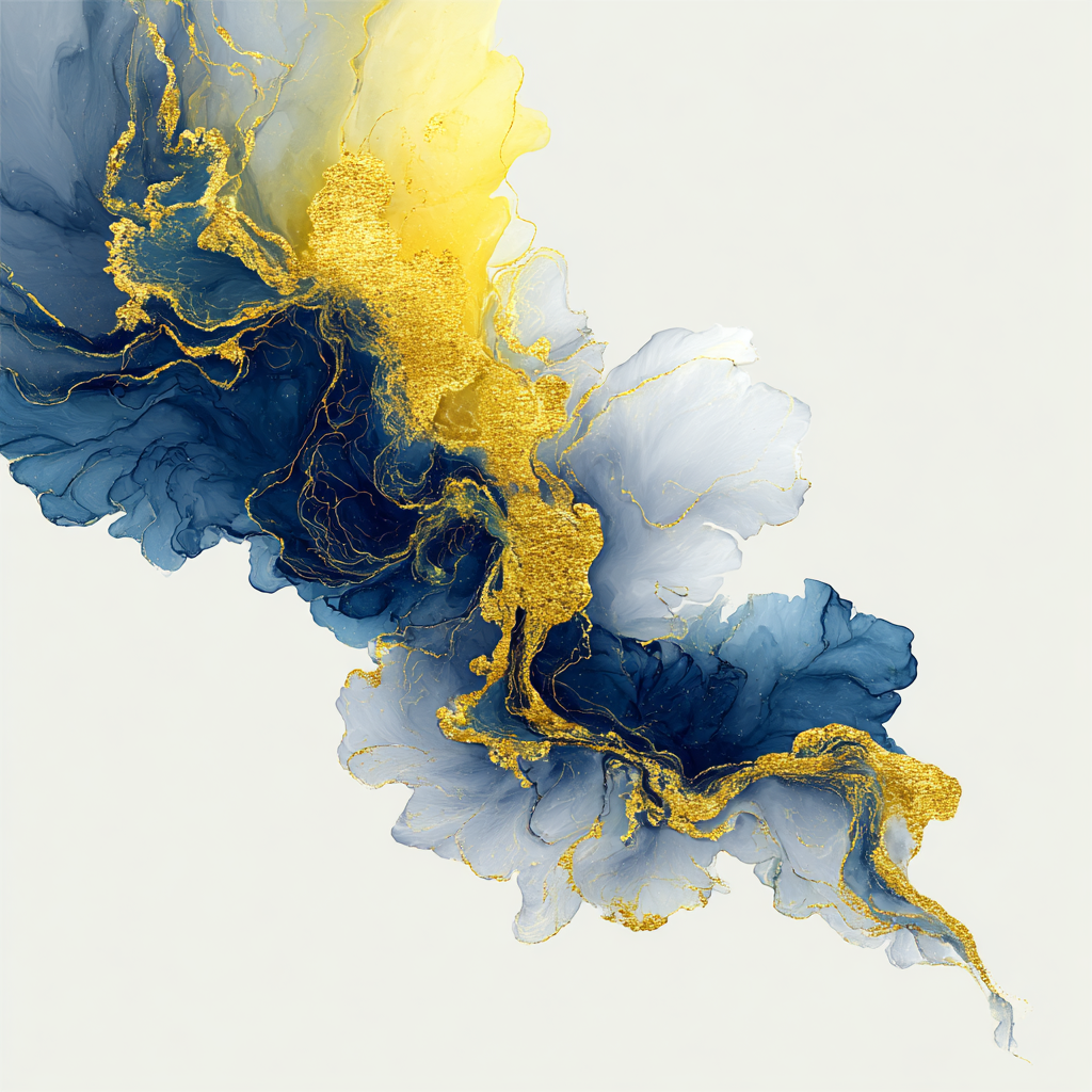 Kunst Blaü Weisse Goldene Akzente | Abstrakt | Stilrichtungen