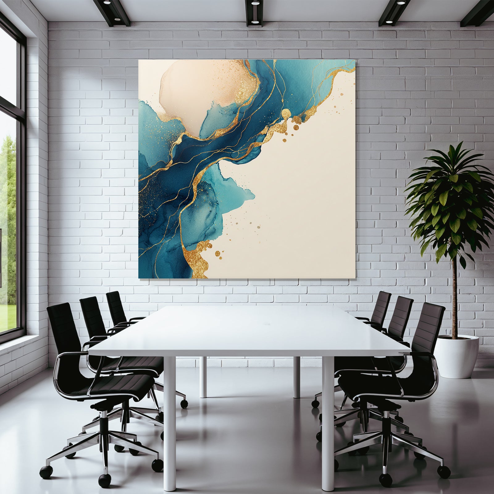 Kunst Mit Blautonen Und Goldakzenten