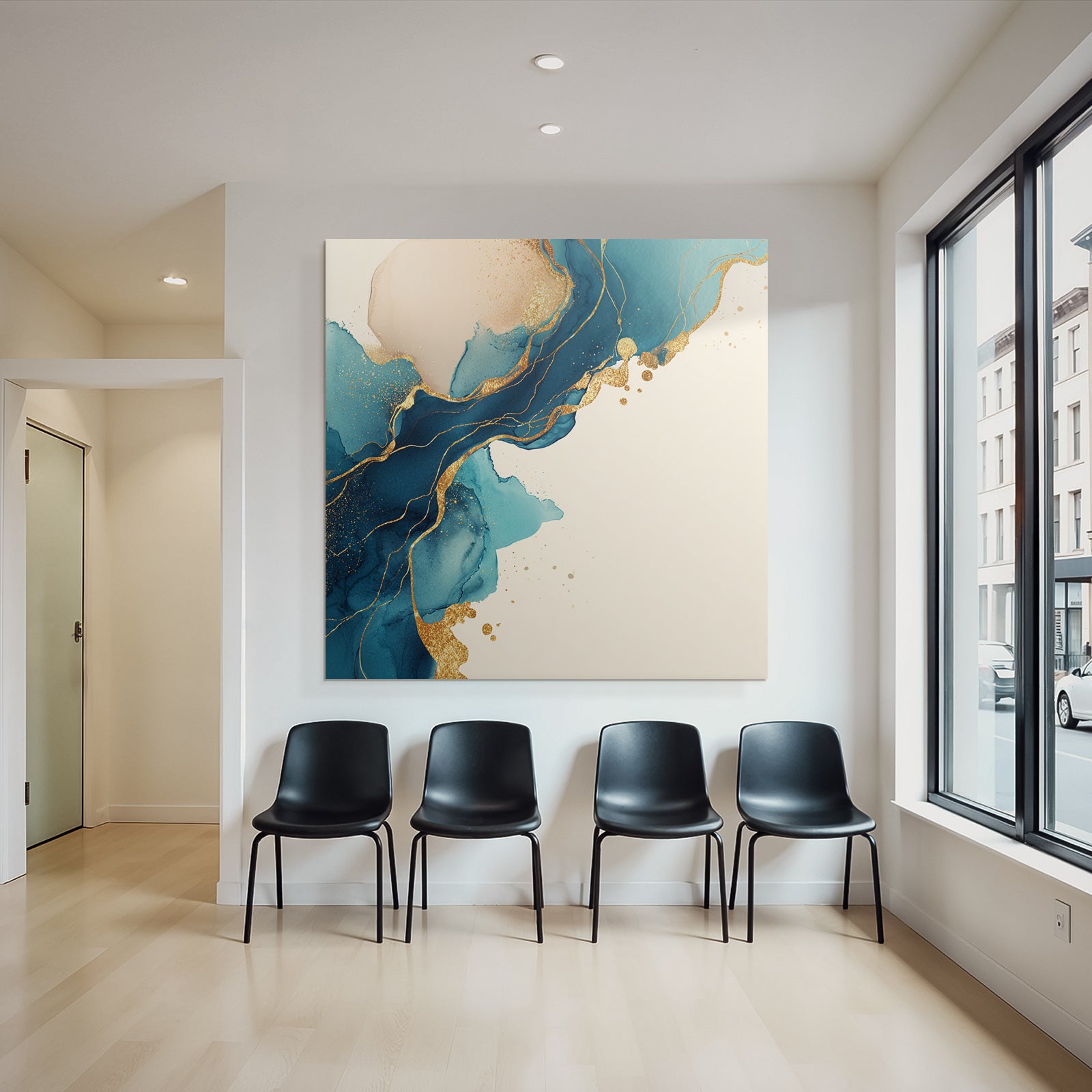 Kunst Mit Blautonen Und Goldakzenten