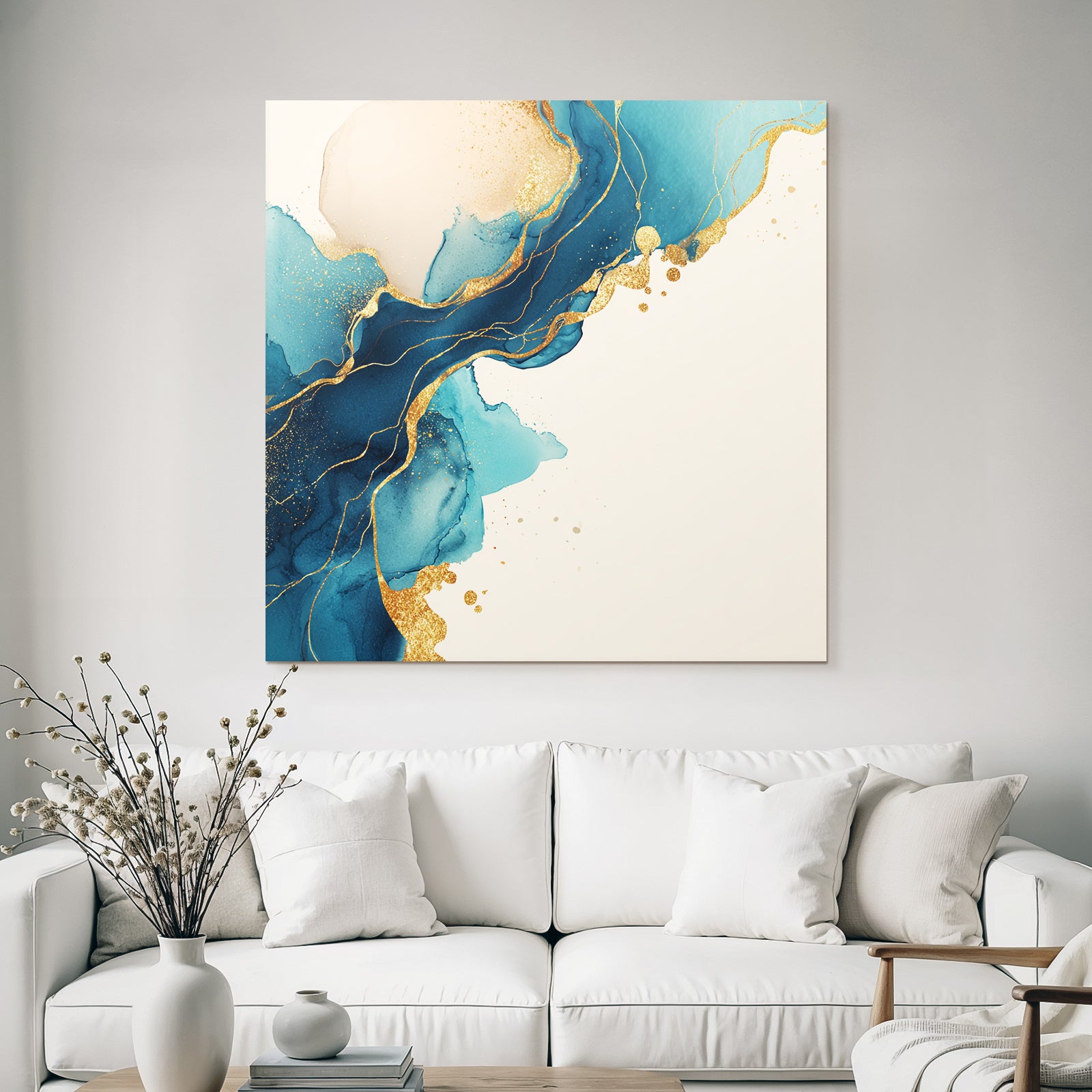 Kunst Mit Blautonen Und Goldakzenten