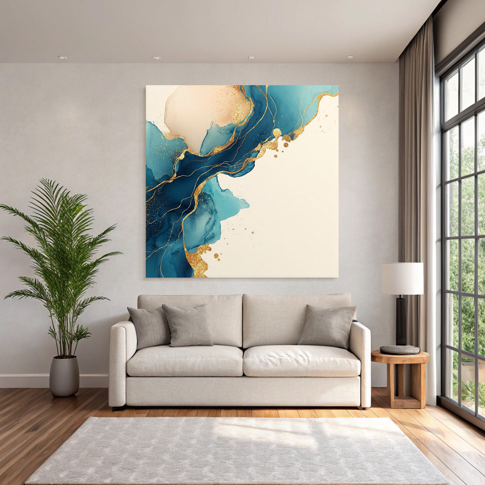 Kunst Mit Blautonen Und Goldakzenten