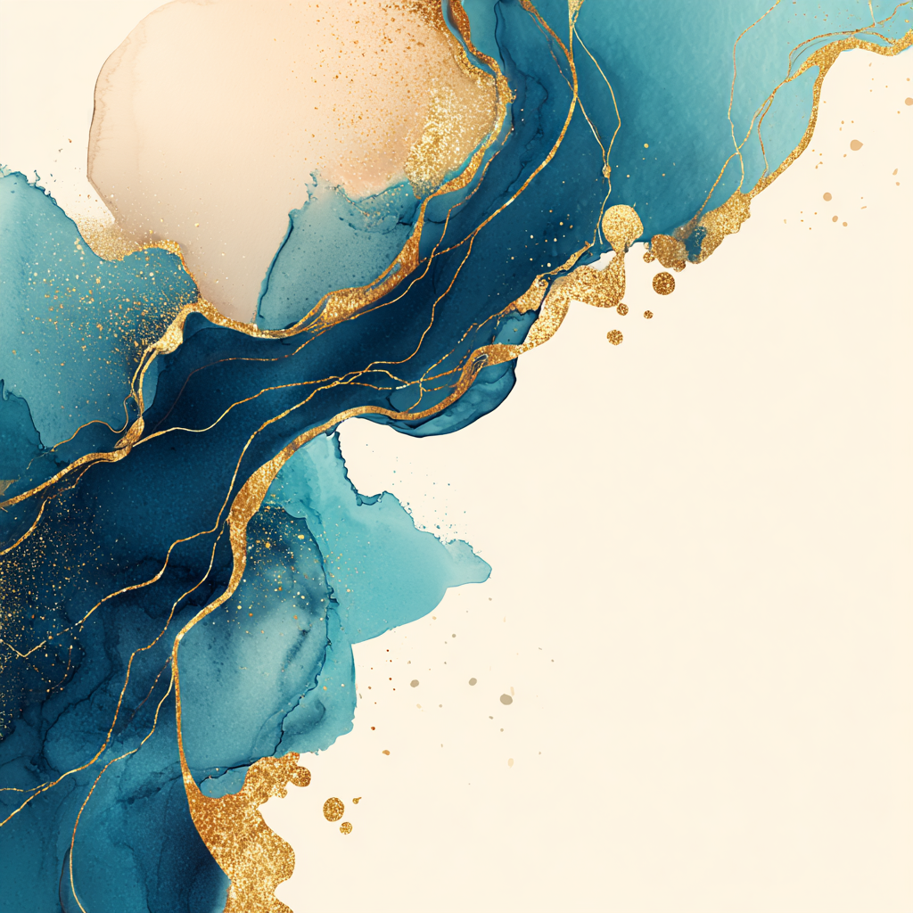 Kunst Mit Blautonen Und Goldakzenten | Abstrakt | Stilrichtungen