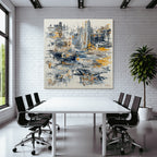 Kunstwerk Blaü Graü Orange Wirbel
