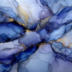 Kunstwerk In Blau Und Violett Mit Goldakzenten | Abstrakt | Stilrichtungen