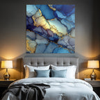 Kunstwerk Mit Fluid Effekten In Blau Purpur Und Gold