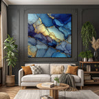 Kunstwerk Mit Fluid Effekten In Blau Purpur Und Gold