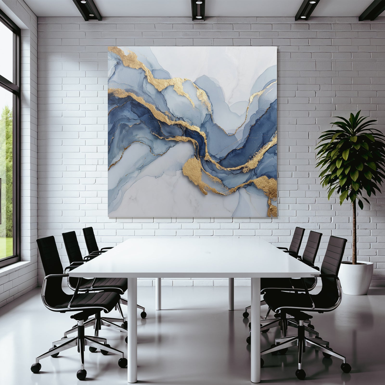 Moderne Kunst Blau Grau Gold