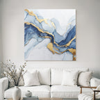 Moderne Kunst Blau Grau Gold