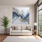 Moderne Kunst Blau Grau Gold