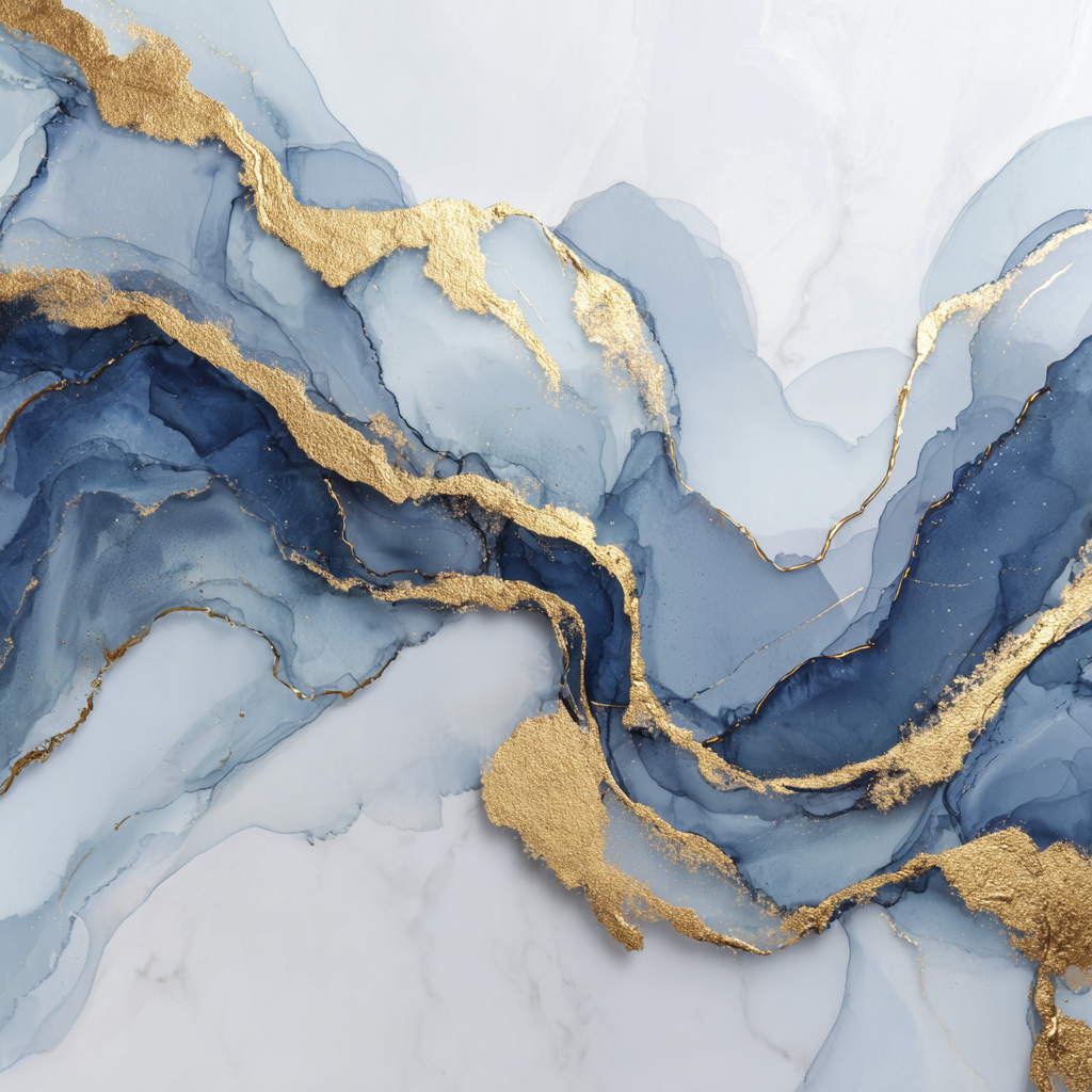 Moderne Kunst Blau Grau Gold | Abstrakt | Stilrichtungen