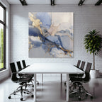 Wasserfarb Kunstwerk Mit Blau Weiss Gold